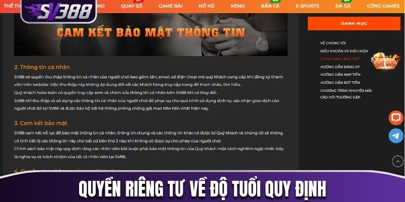 Quyền riêng tư về độ tuổi quy định